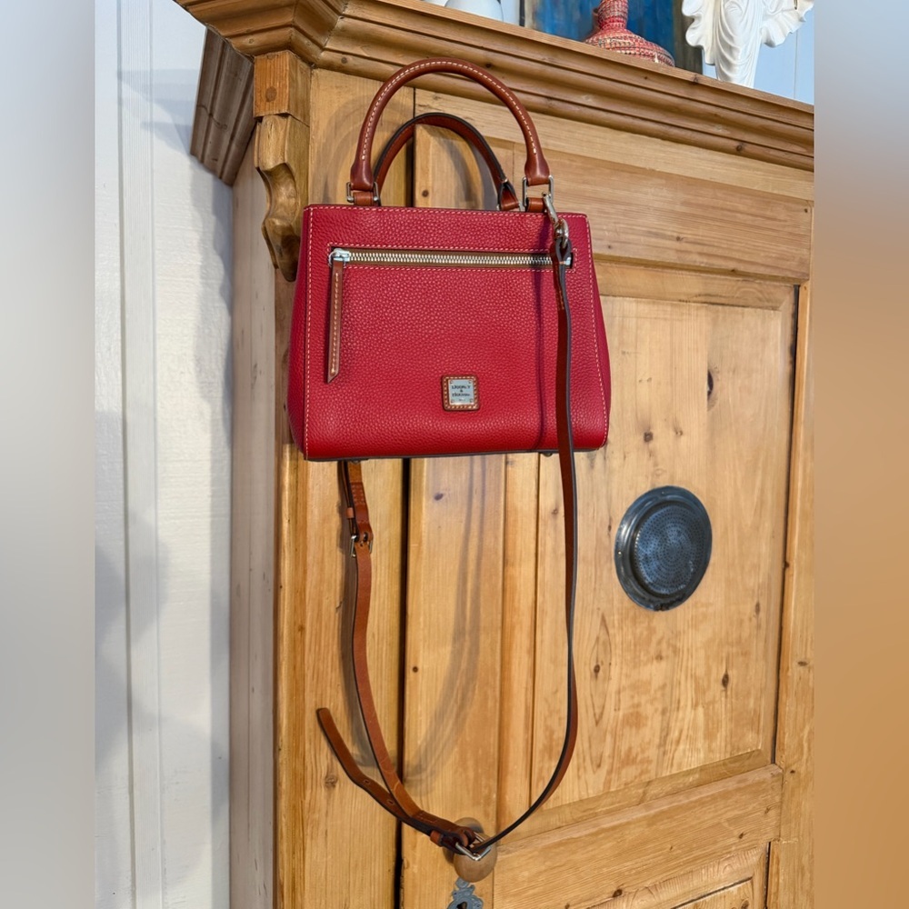 Dooney & Bourke Red Leather Textured Pebble Grain Satchel - Picture 2 of 15